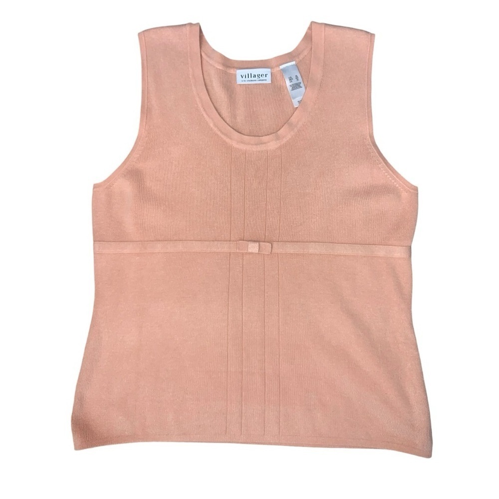 Liz Claiborne Vintage Dainty Bow Sleeveless Peach Nude Top Women’s Cottagecore